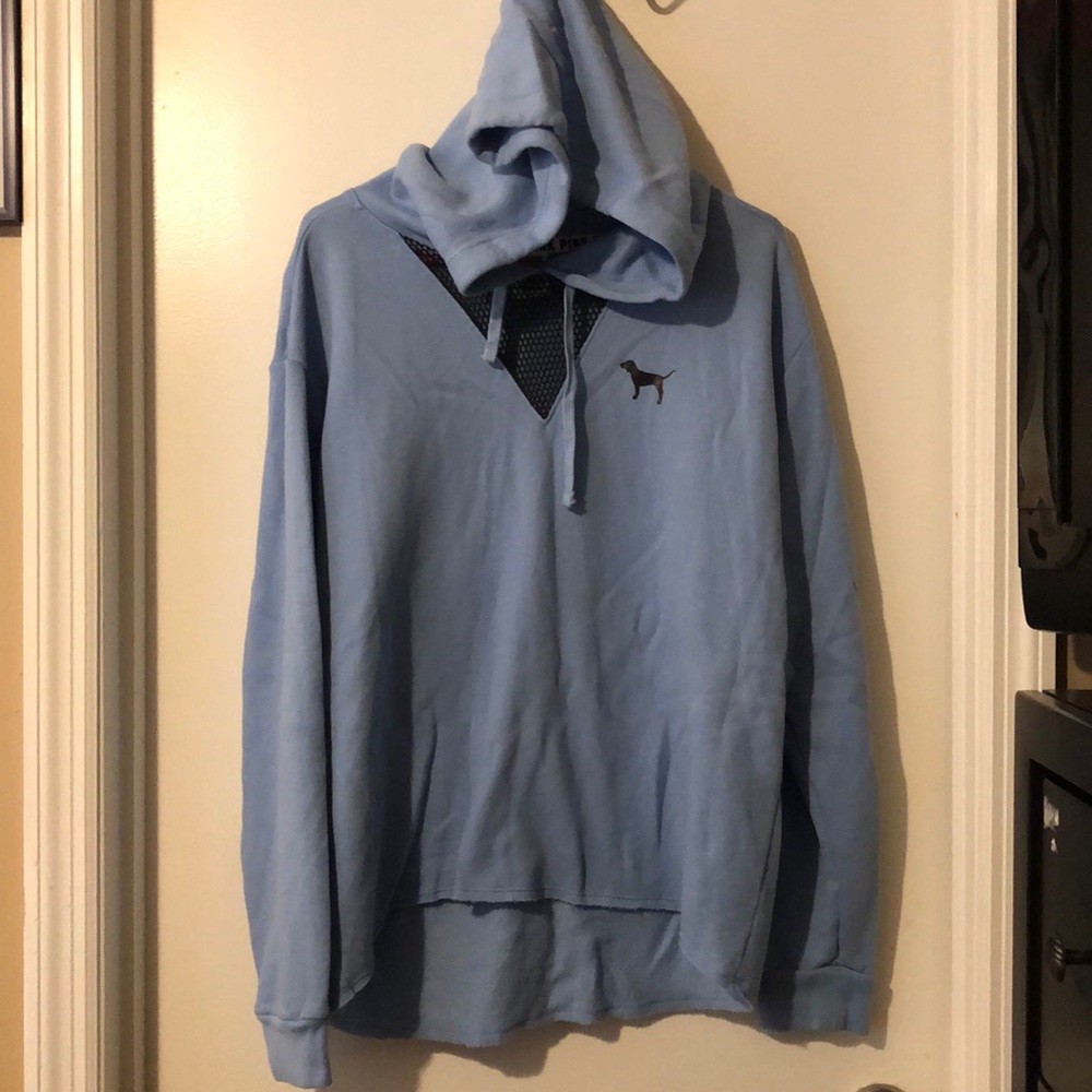 Victoria Secret Pink- Blue hooded sweatshirt